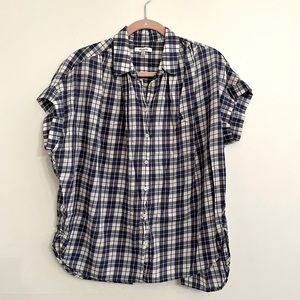 Madewell Navy & White Plaid Top